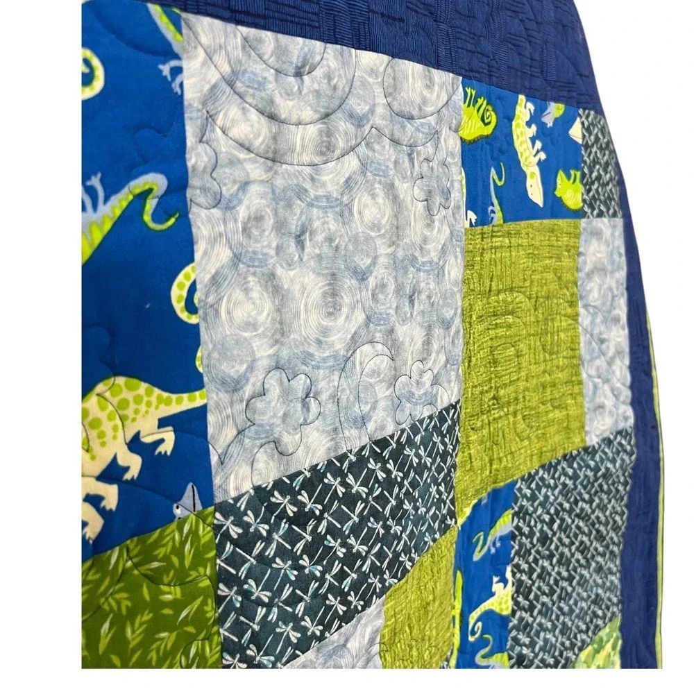 Handmade Patchwork Quilt 54x62 Blue‎ Green Beach House Gecko Throw